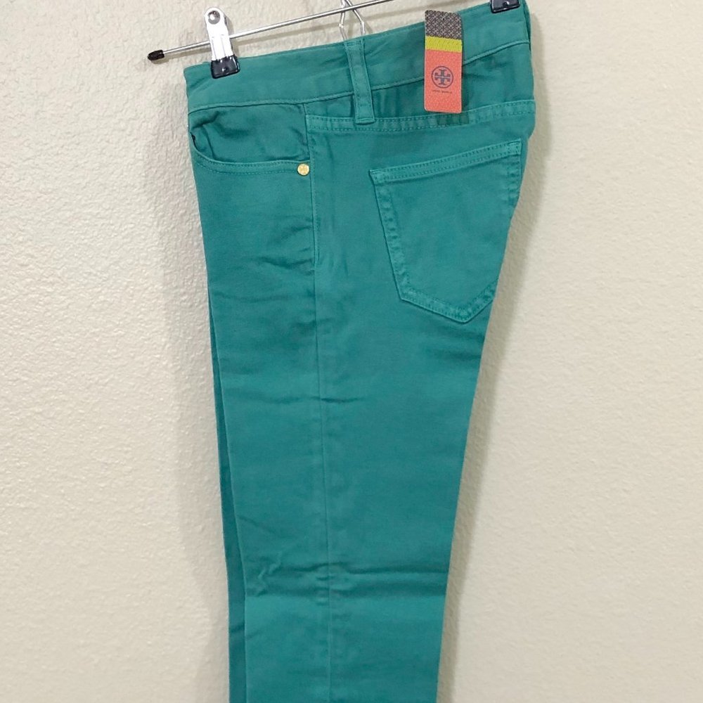 TORY BURCH Alexa Cropped Skinny Jeans Size 24 Green Ankle